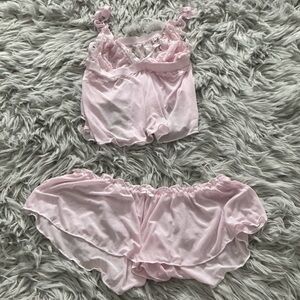 Pink Lace Trim Sleepwear Set
